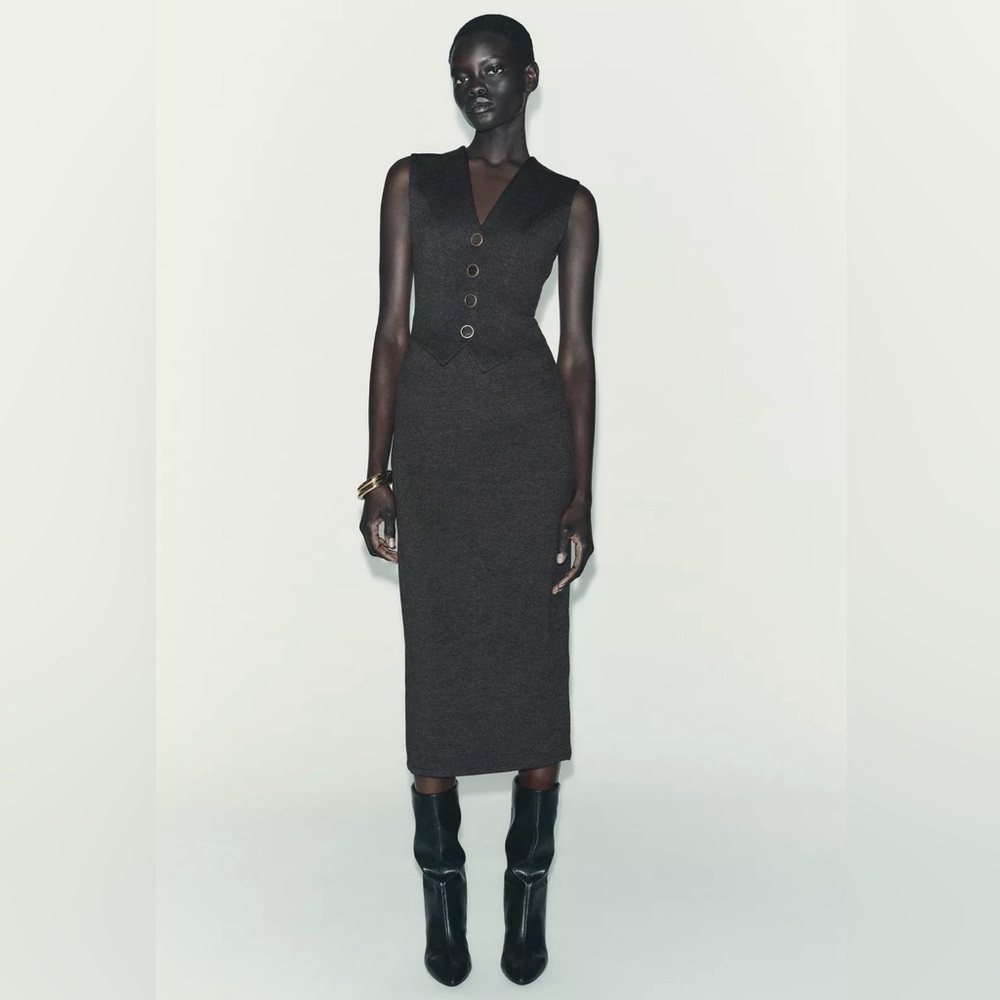 NWT Zara Elegant Gray Sleeveless Dress